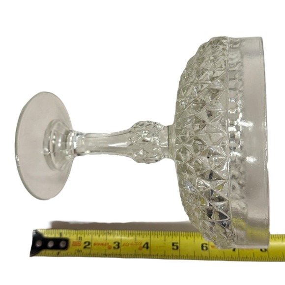 Indiana Glass Diamond Point Tall Footed Pedestal Candy Dish - Picture 5 of 6